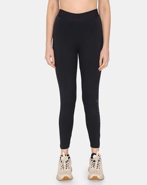 high-rise leggings with elasticated waistband