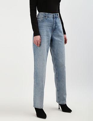 high rise light wash jeans