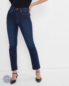 high-rise light-wash vintage slim fit jeans