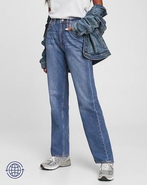 high rise loose fit jeans with stretch