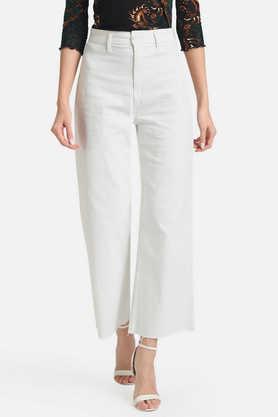 high rise lurex mesh flared fit women's jeans - white