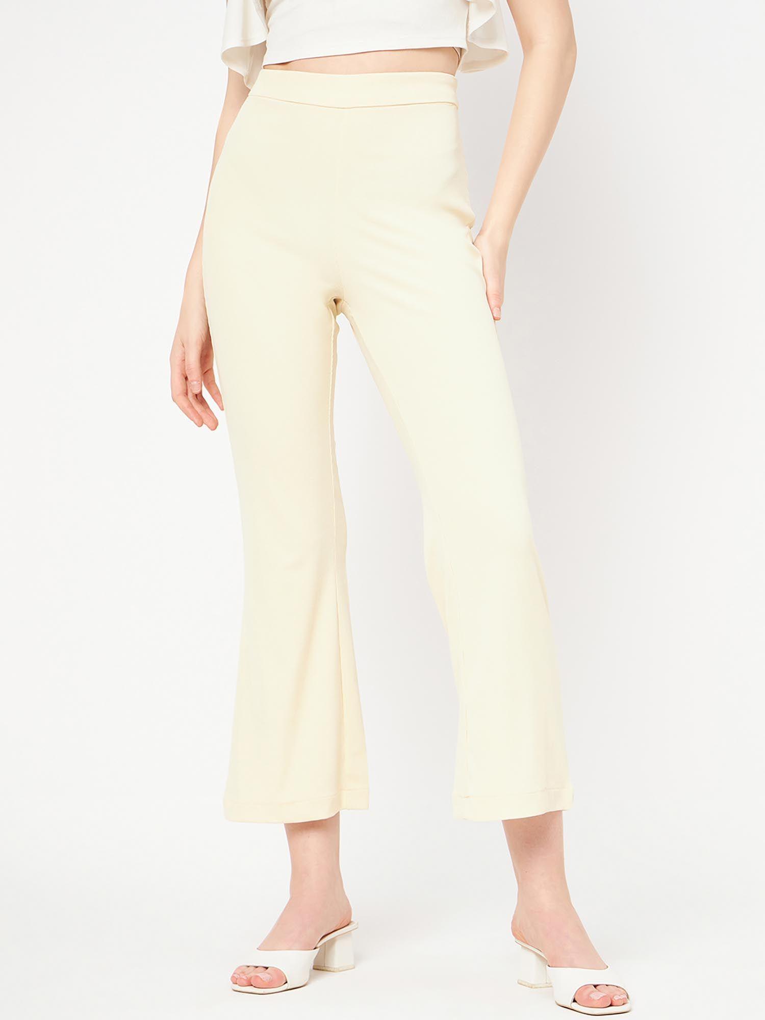 high rise off-white flared trouser