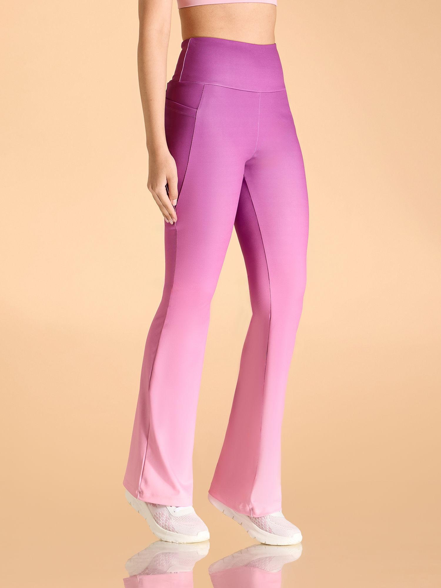 high-rise ombre flare pants in second skn with side pockets