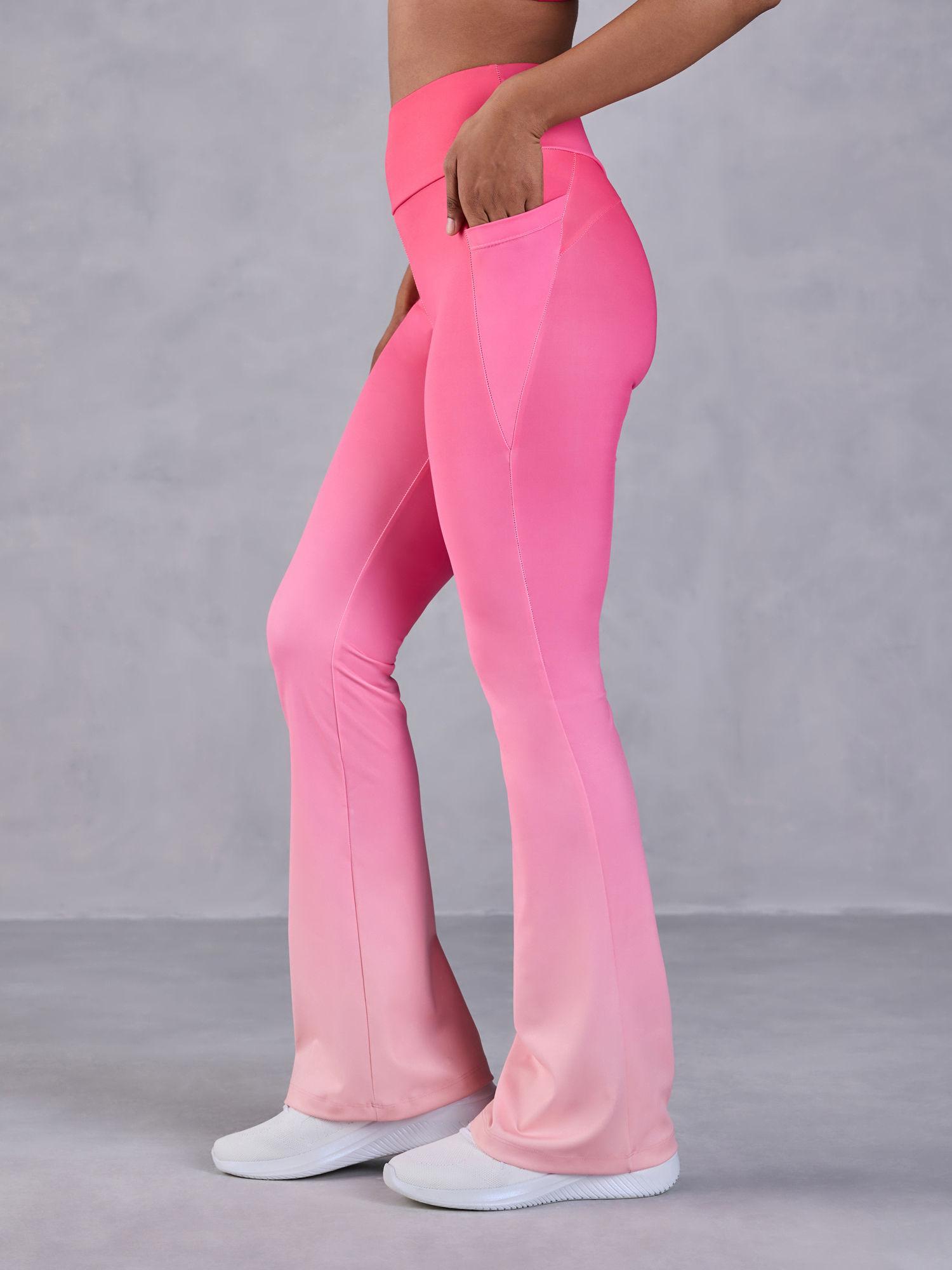 high-rise ombre flare pants in second skn with side pockets