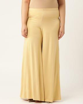 high-rise palazzos with elasticated waistband