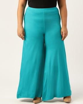 high-rise palazzos with elasticated waistband