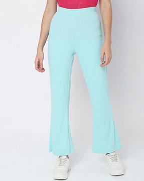 high-rise pants with elasticated waist