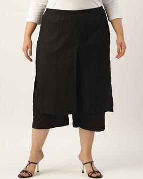 high-rise pants with elasticated waist