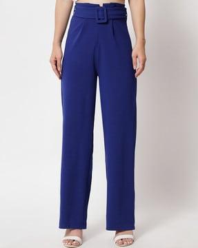 high-rise pants with side zip closure