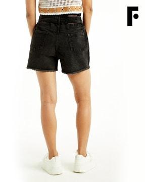 high-rise paperbag denim shorts