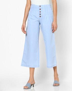 high-rise pleat-front culottes