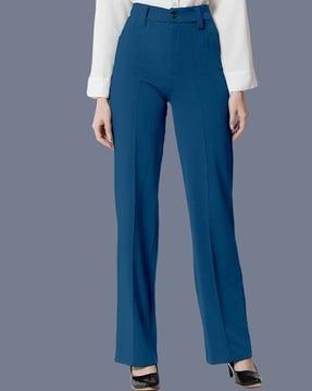 high-rise pleat-front trousers with insert pockets