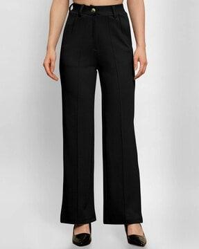 high-rise pleat-front trousers