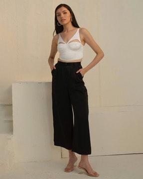 high-rise pleat-front trousers