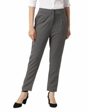 high-rise pleat-front trousers