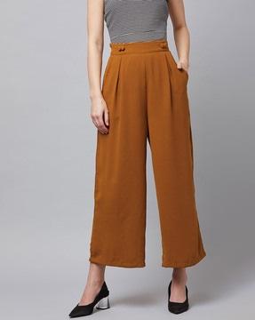 high-rise pleat-front trousers