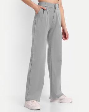 high-rise pleat-front wide leg pants