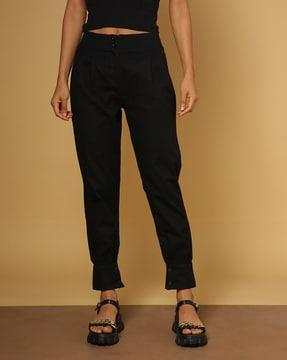 high-rise pleated cuffed trousers