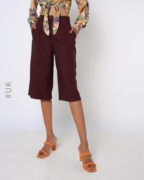high-rise pleated culottes with insert pockets
