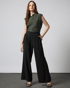 high-rise pleated culottes
