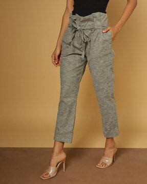 high-rise pleated paper-bag waist trousers