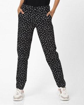 high-rise printed pants with pockets