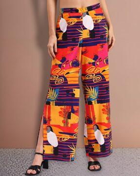 high-rise printed trousers