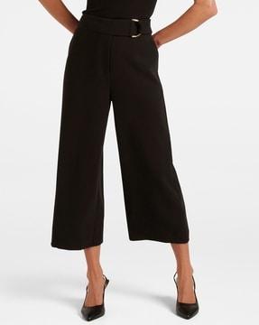 high-rise relaxed fit culottes with belt