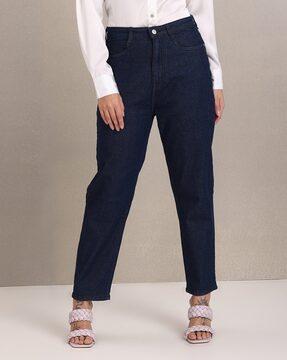 high-rise relaxed fit jeans