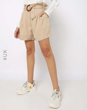 high-rise shorts with belt