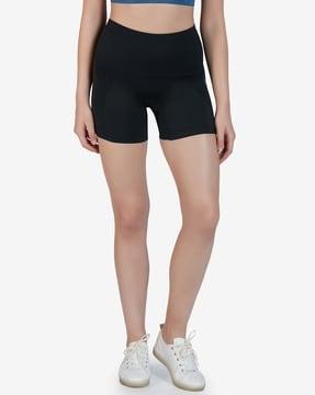 high-rise shorts with elasticated waist