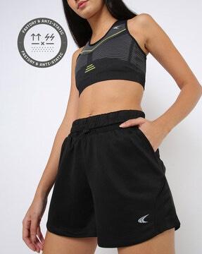 high-rise shorts with elasticated waist