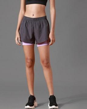 high-rise shorts with elasticated waist