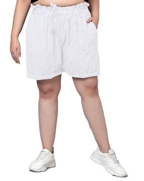 high-rise shorts with elasticated waist