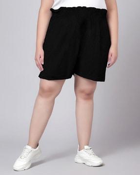 high-rise shorts with elasticated waist