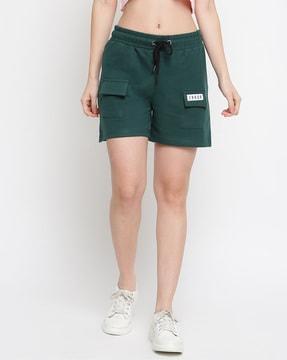 high-rise shorts with flap pockets