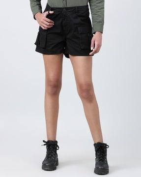 high-rise shorts with insert pockets