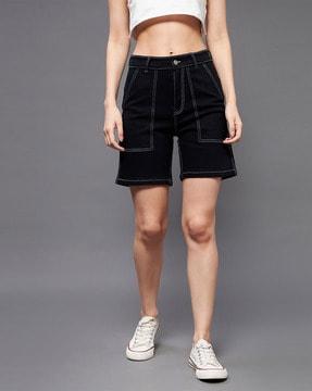 high-rise shorts with insert pockets