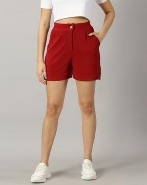 high-rise shorts with insert pockets