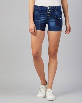 high rise shorts with patch pocket