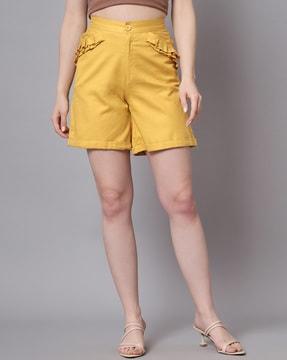 high-rise shorts with semi-elasticated waist