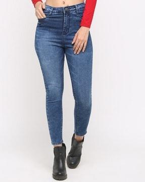 high-rise skinny-fit jeans with insert pockets