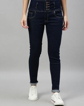 high-rise skinny fit jeans