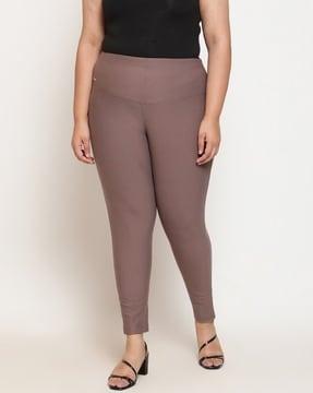 high-rise skinny fit jeggings with elasticated waist