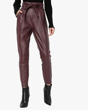 high-rise skinny fit pants with belt