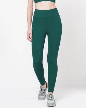 high-rise skinny fit pants with elasticated waist