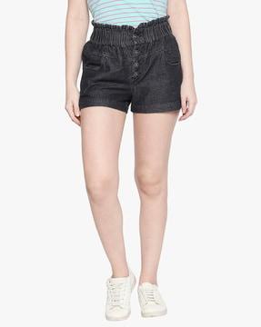 high-rise skinny fit shorts