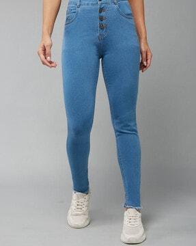 high-rise skinny fit stretch jeans