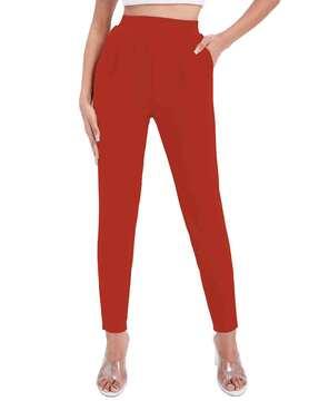 high-rise skinny fit trousers