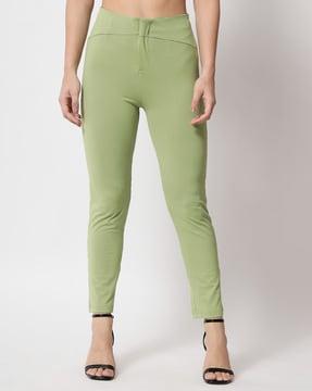 high rise skinny fit trousers